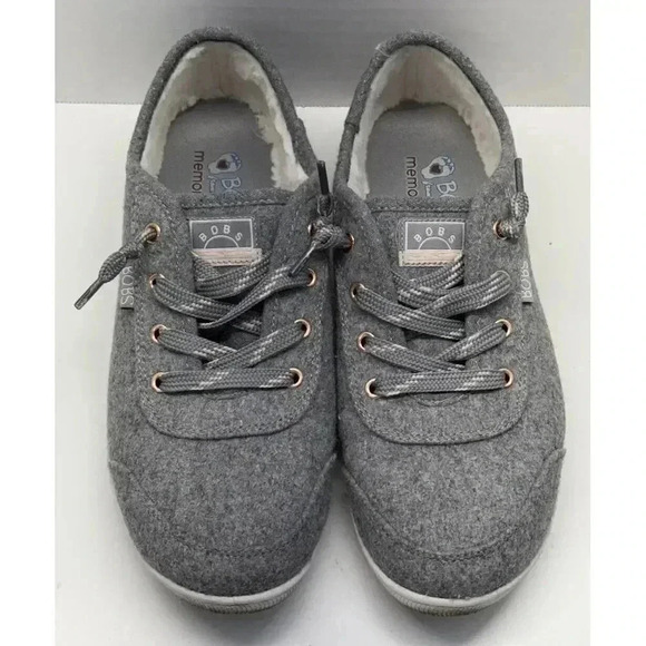 Bob's‎ Skecher's Women's Sz 8.5 Memory Foam Gray Camp Cuddle Tennis Shoes - Picture 3 of 10